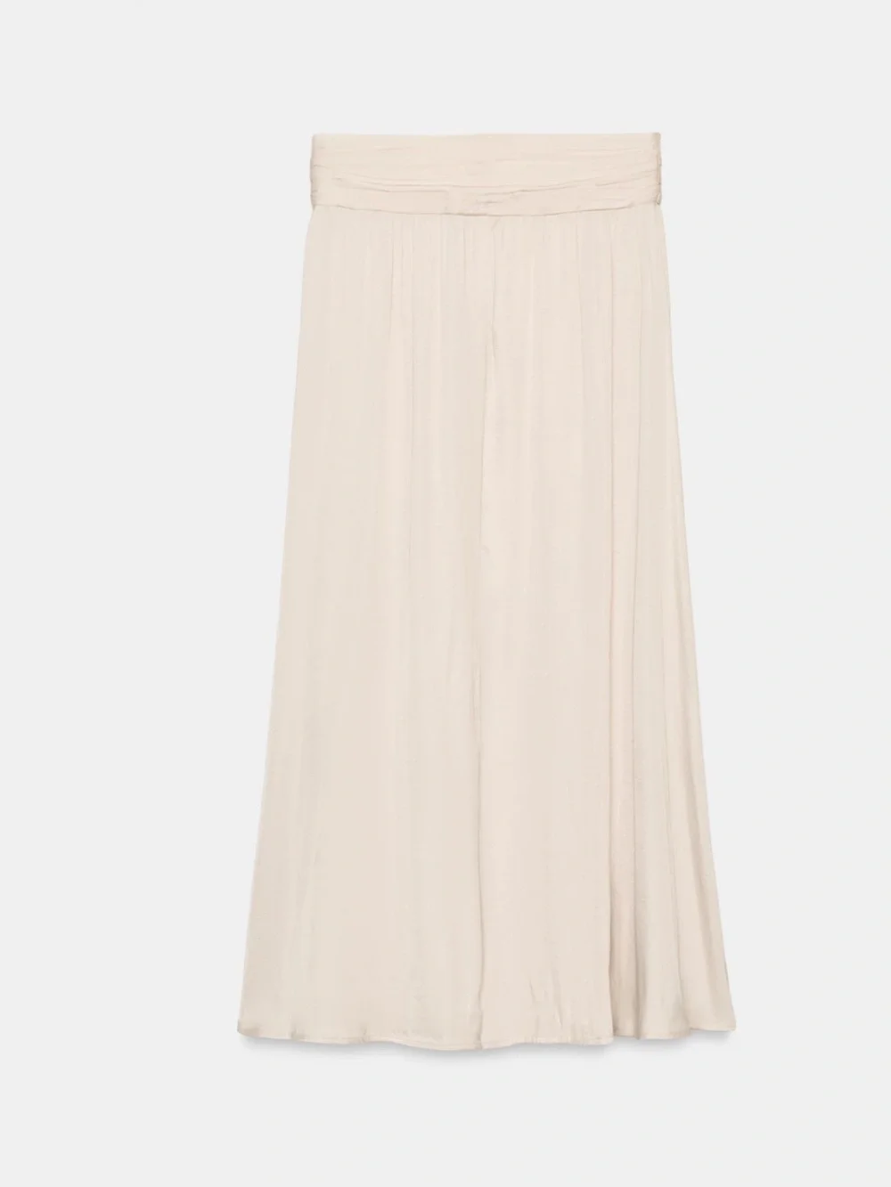 Zara Cream Maxi Skirt with Ruched Waistband